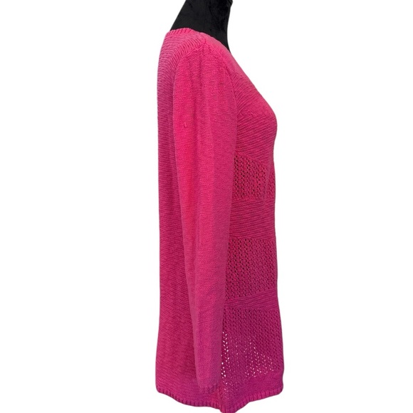 Style & Co Pink V-Neck Textured Knit Tunic Sweater - Size Medium - Picture 5 of 6